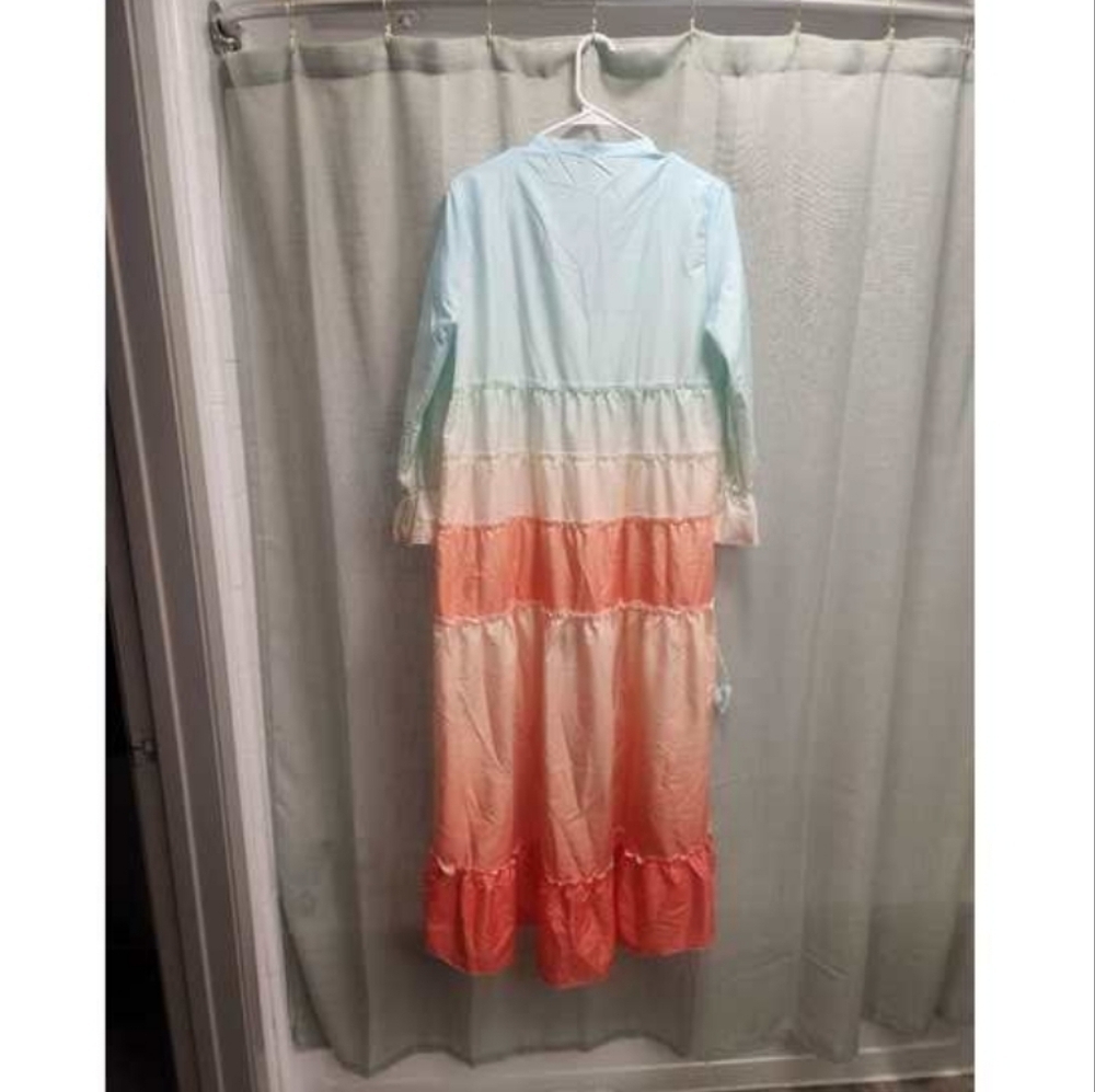 Women's Maxi Dress - Blue and Pink - Picture 7 of 10